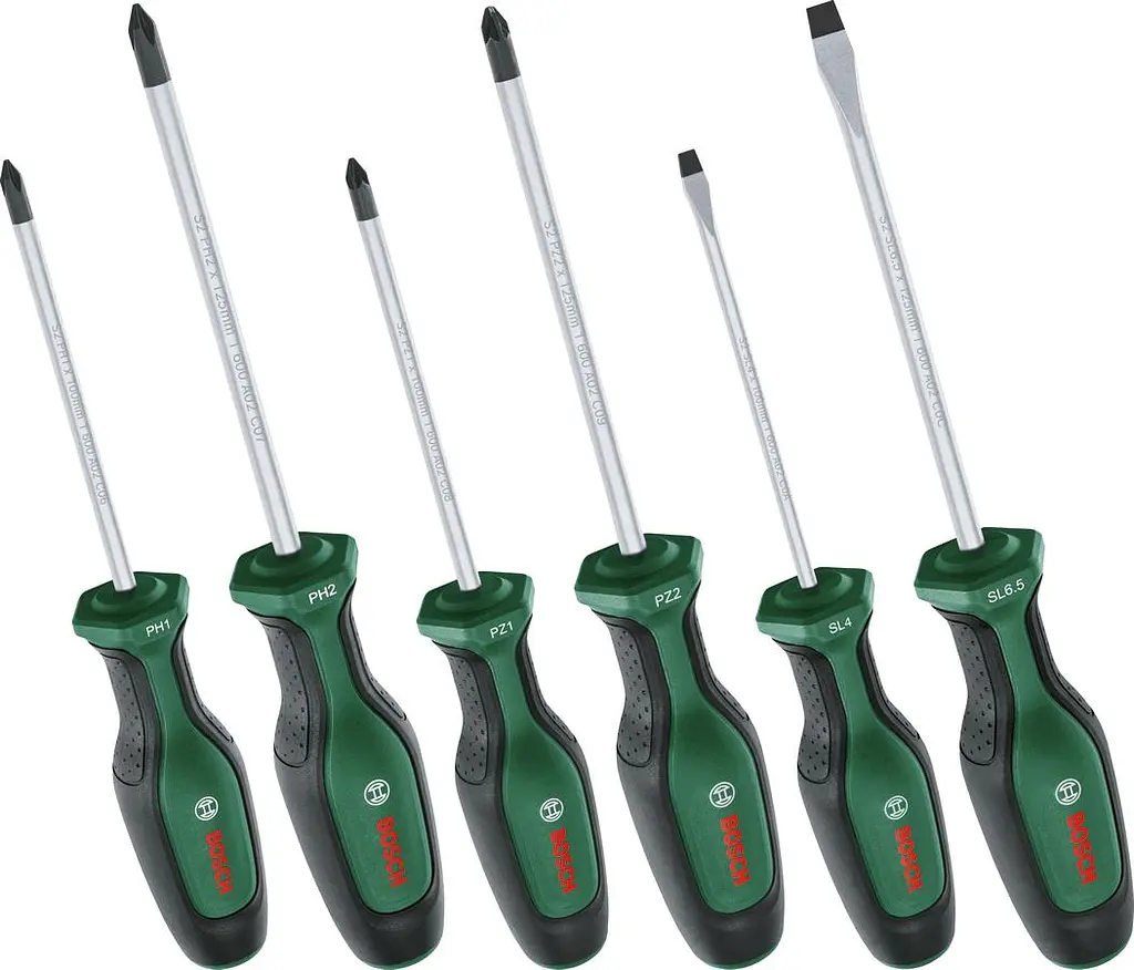 Отвертка SL 4, 6.5мм, PH1х100мм, PH2х125мм, PZ1х100мм, PZ2х125мм набор 6шт Bosch hoz0014146 - фото 2