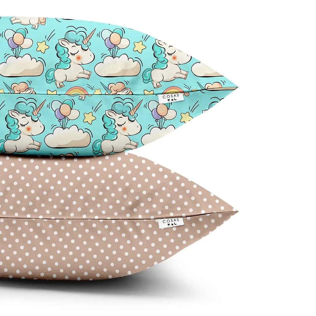Набір наволочок Cosas Mint unicorn CS1 40х60 см бежевий (SetPillow_UnicornMint_DotsBeige_40х60) - фото 3