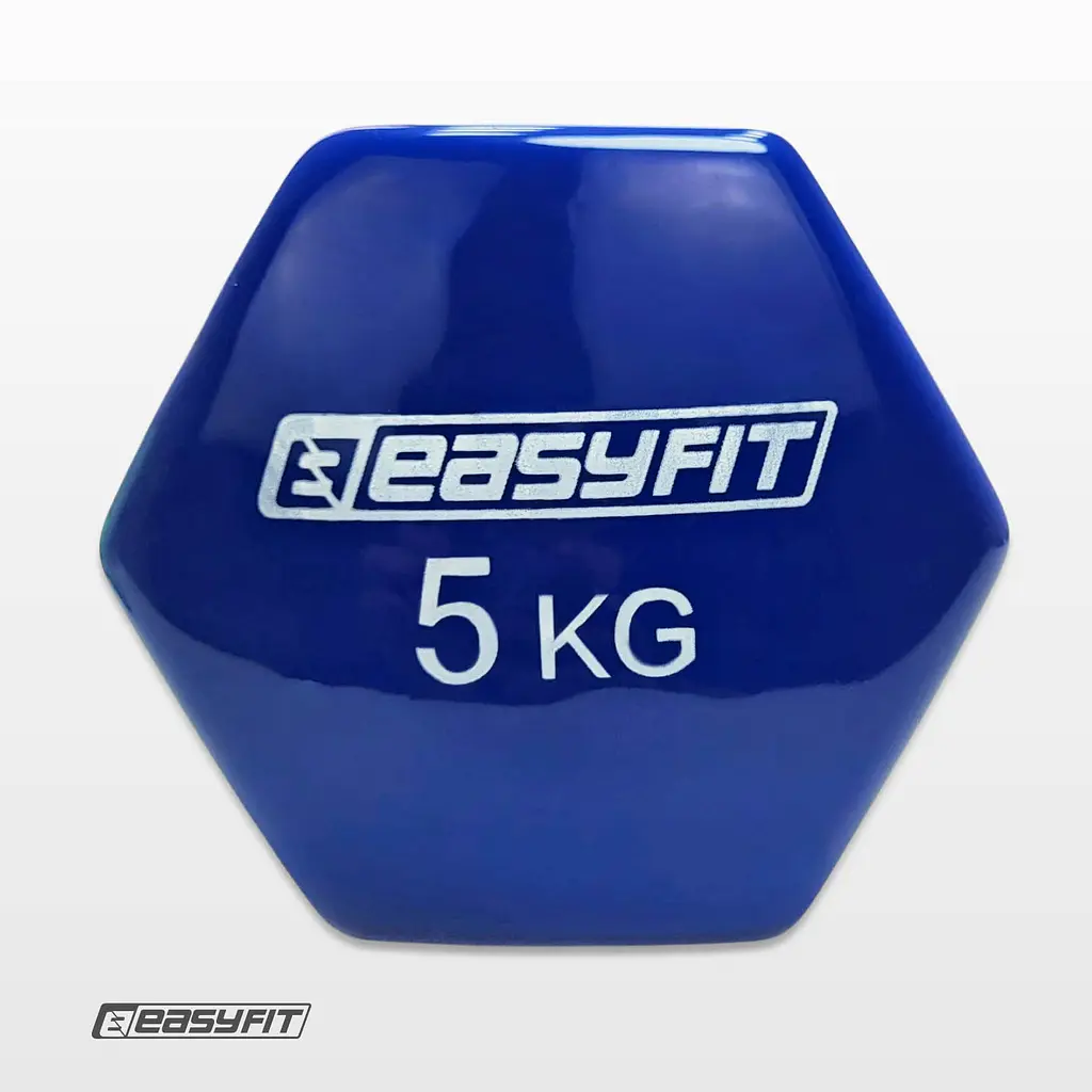 Гантель для фітнесу 5.0 кг EasyFit із вініловим покриттям синя - фото 4