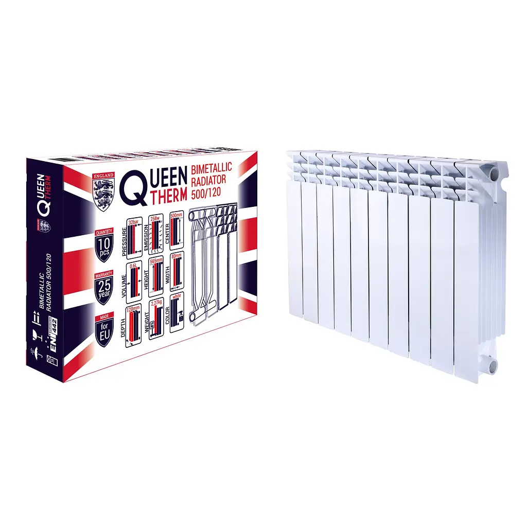 Радиатор биметаллический секционный Queen Therm 500/120 (кратно 10), Белый - фото 2