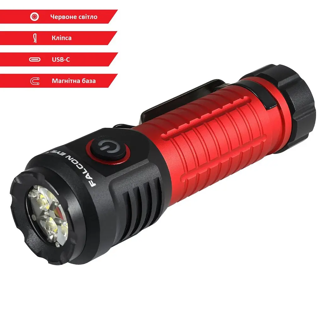 Ліхтар Falcon Eye Omega 2K (2000 Lm) White/Red LED Magnetic Rechargeable Type-C (FHH0142) - фото 2