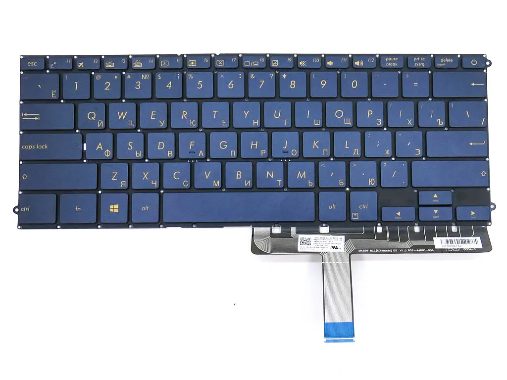 Клавіатура для Asus UX490, UX490CA, UX490UA (RU Blue з підсвічуванням). Українська розкладка. Оригінал. - фото 3