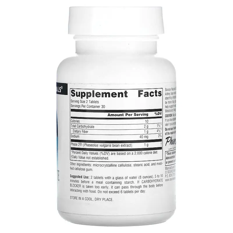 Блокатор вуглеводів Source Naturals Phase 2 Carbohydrate Blocker 500 мг 60 пігулок - фото 2