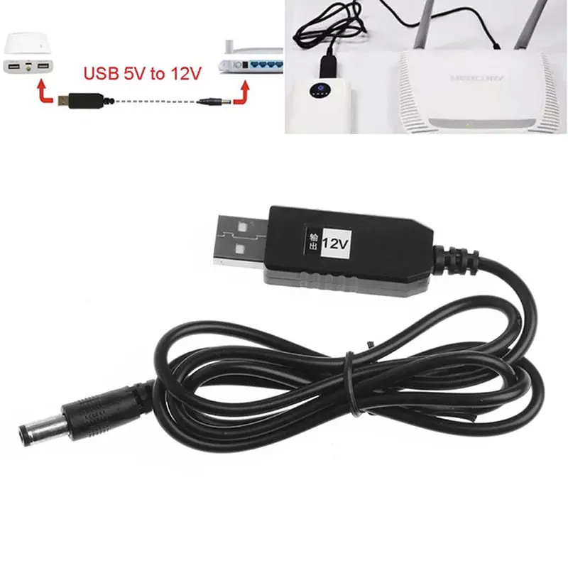 Кабель живлення для роутера/модема USB-DC 12V GEN 2 (з перетворювачем) Чорний - фото 3