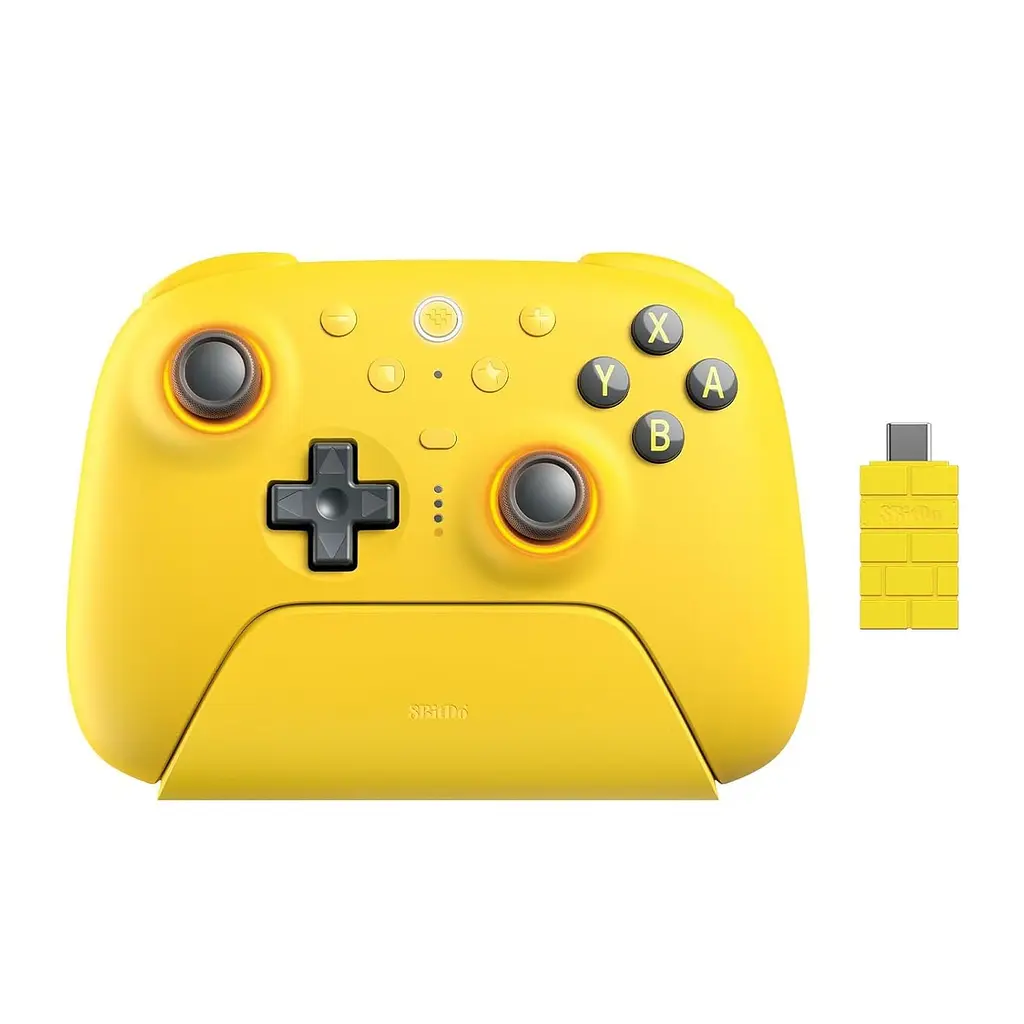 Геймпад 8BitDo Ultimate 2 Bluetooth Switch, Switch 2, ПК з Windows, TMR, Еффект Холла Жовтий - фото 1