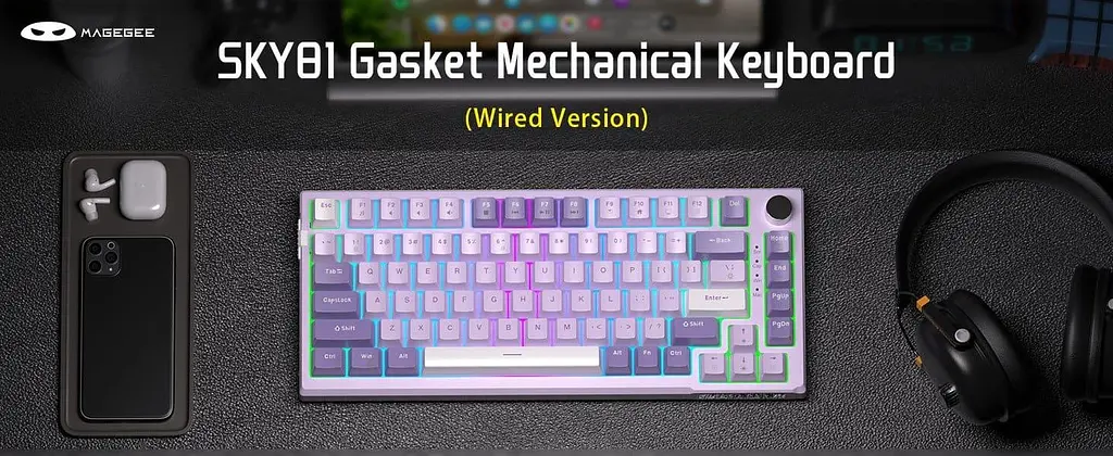 Клавіатура MageGee SKY 81 RGB Violet Switch (6971969727939) Violet (G-000003955) - фото 6