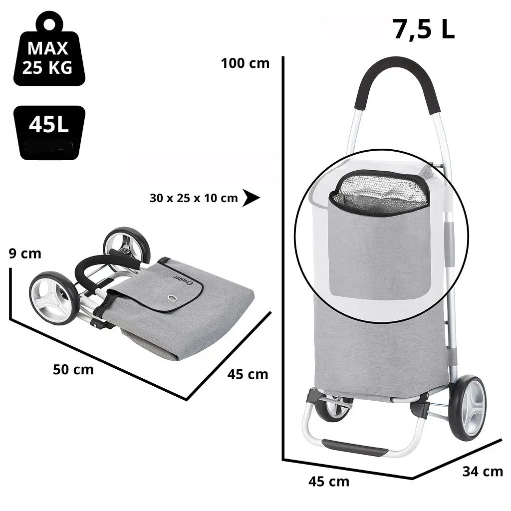 Сумка-візок ShoppingCruiser Foldable 45 Grey (604360) - фото 4