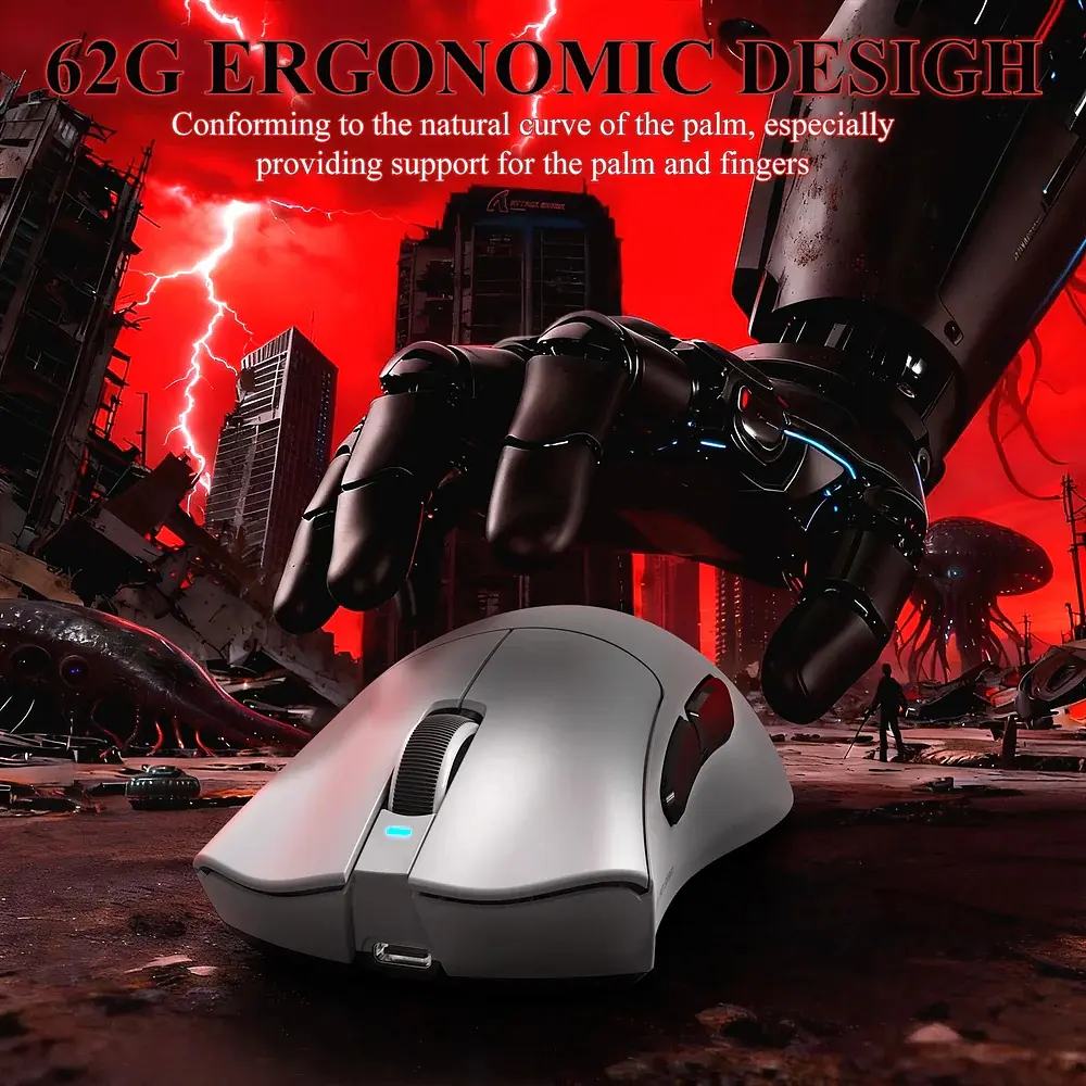 Мишка Attack Shark V3Pro Ultra-Light, Wireless/Bluetooth, 25000dpi. (PAW3311), 6кн., White - фото 6