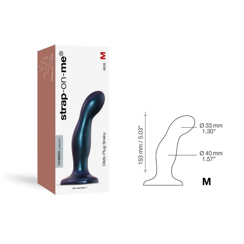 Дилдо Strap-On-Me DILDO PLUG SNAKY METALLIC BLUE, розмір M, діаметр 4 см, ввідна довжина 15,3 см - фото 4