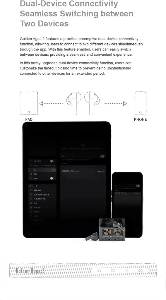 Навушники Moondrop Golden Ages 2 - бездротові tws ANC Bluetooth 6.0 - фото 6