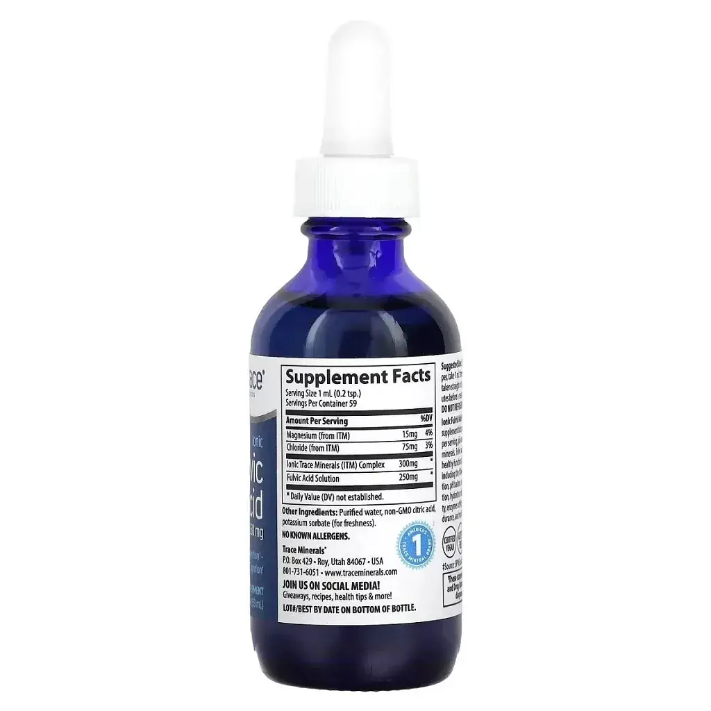 Минералы Trace Фульвовая кислота ионная, 250 мг, Ionic Fulvic Acid, 59 мл (TMR-00311) - фото 2