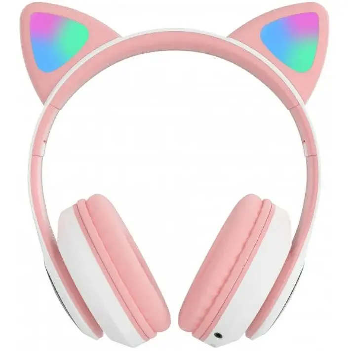 Бездротові навушники Cat ear VZV-23M/7805 Bluetooth з вушками з LED підсвіткою Рожеві - фото 2