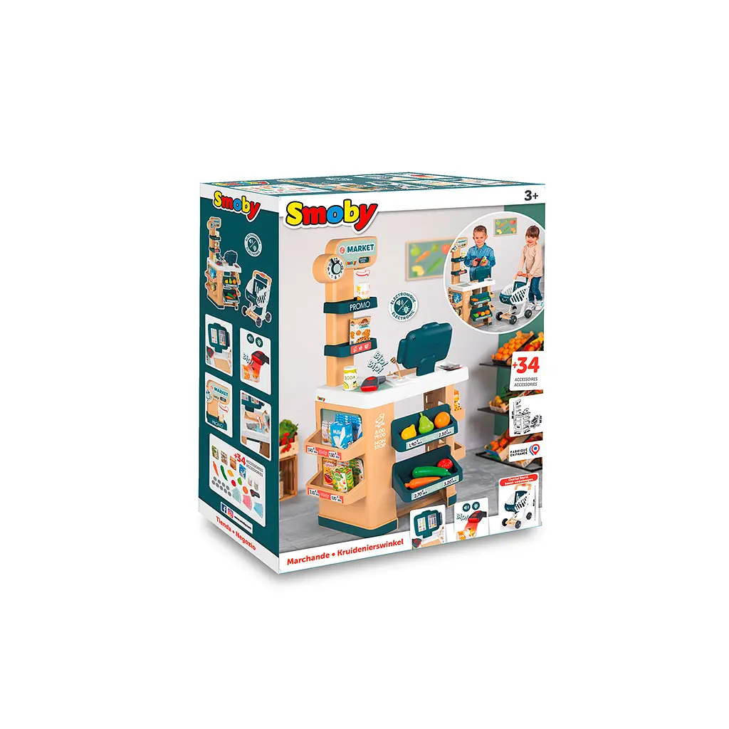 Игровой набор Smoby Интерактивный маркет с тележкой, звуковым эффектом, аксессуарами 48,9 х 38,5 х 89,6 см (350238) - фото 2