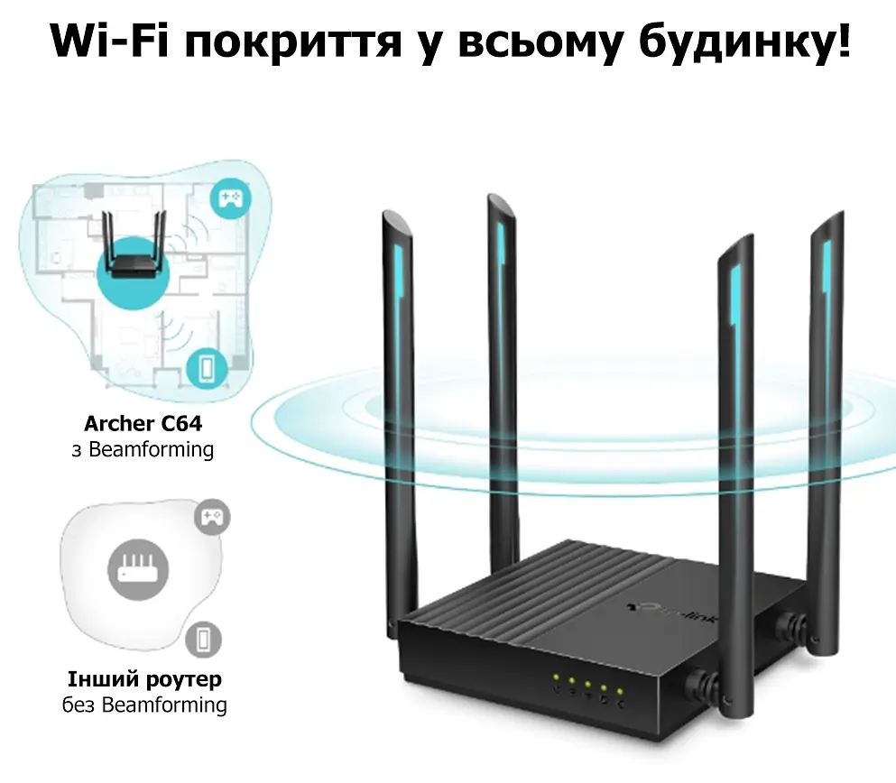 Бездротовий маршрутизатор TP-Link Archer C64 (6735100) - фото 8