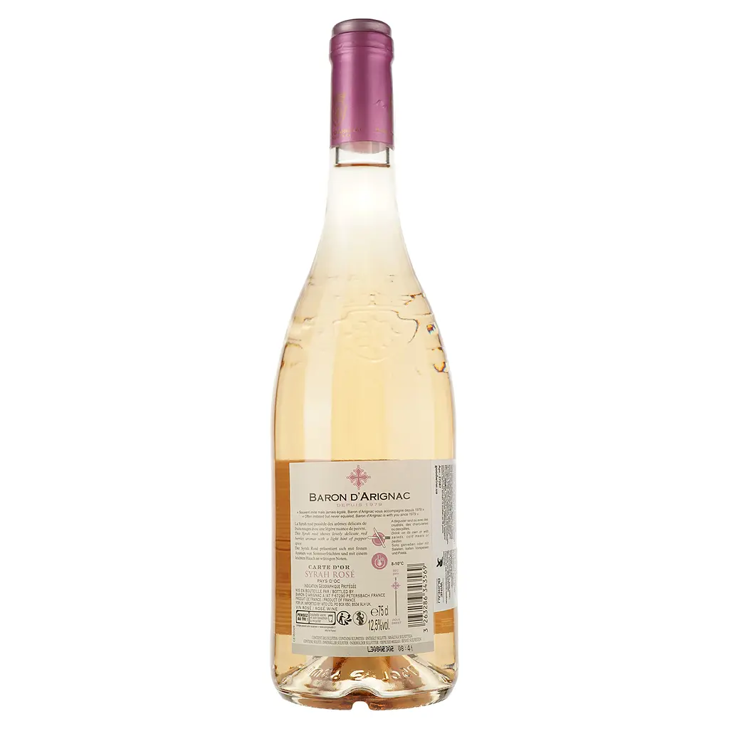 Вино Baron d'Arignac Syrah Rose, 12%, 0,75 л - фото 2