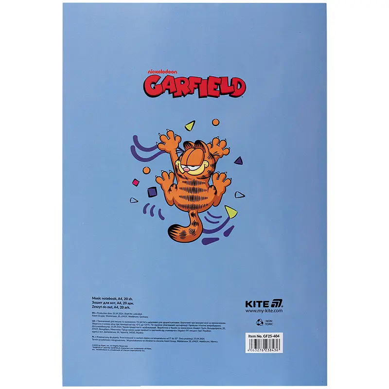Зошит для нот Kite Garfield А4, 20 листів (GF25-404) - фото 5