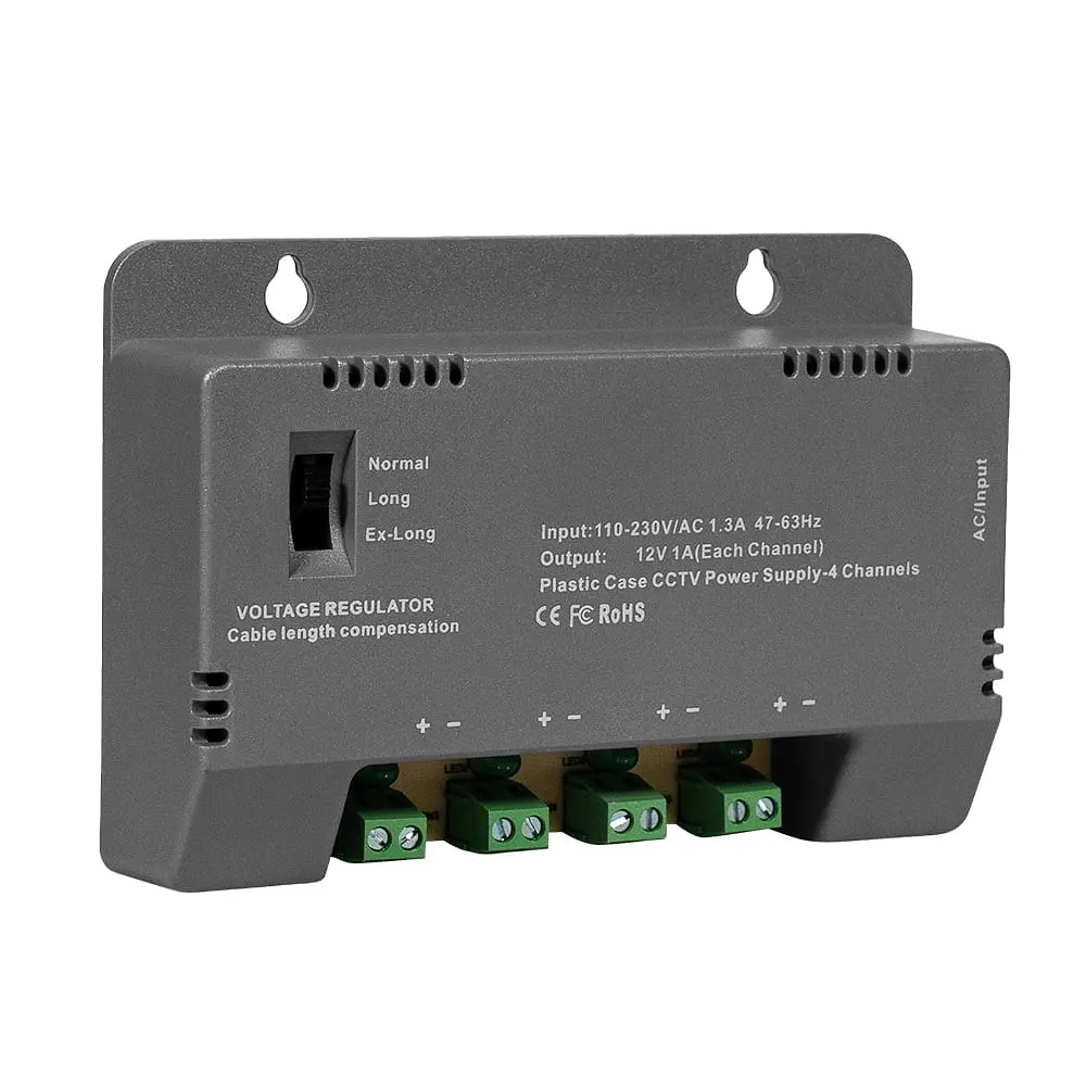 Блок живлення Kraft KRF-1204B (4CH) 60W, 4 канали навантаження, 12V/1A на 1 канал, з регулятором напруги для компенсації довжини кабелю (43-00144) - фото 3