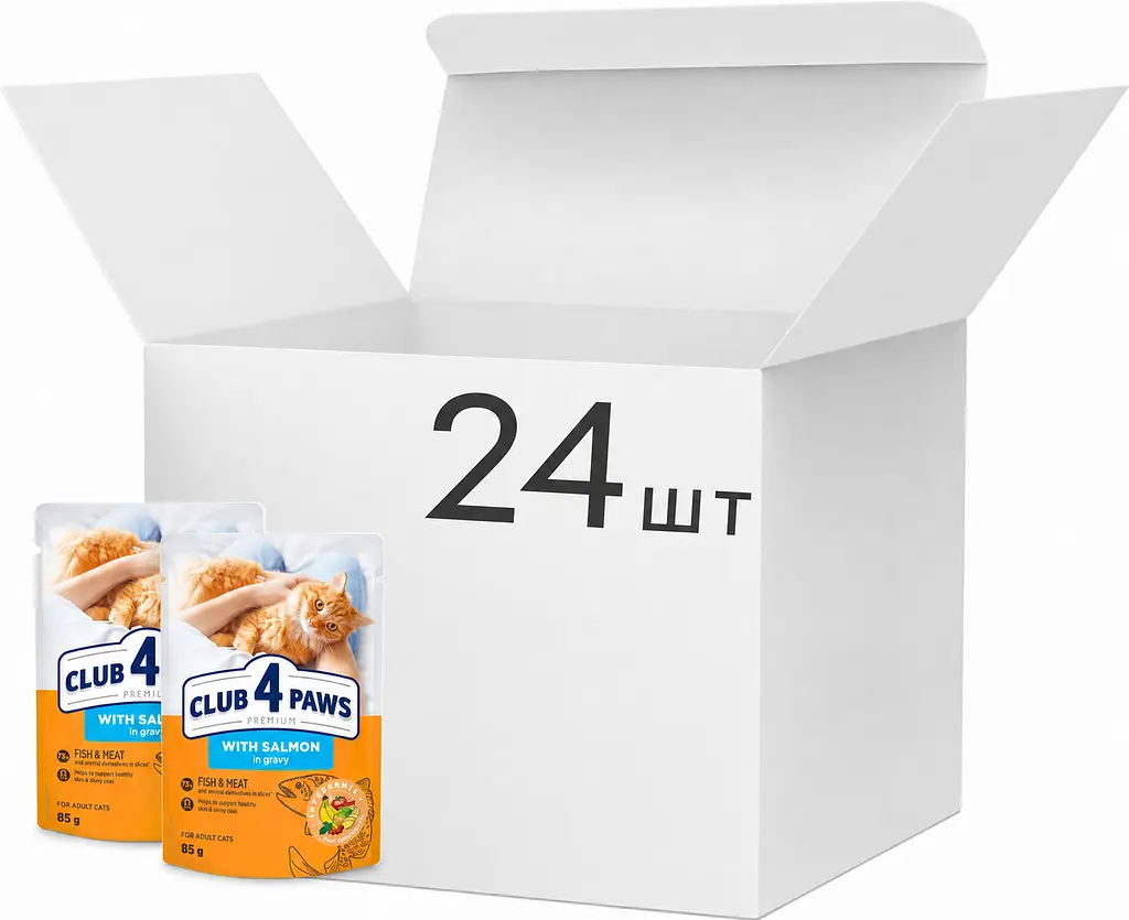 Влажный корм для котов Club 4 Paws с лососем в соусе 85 г x 24 B5622501 - фото 2