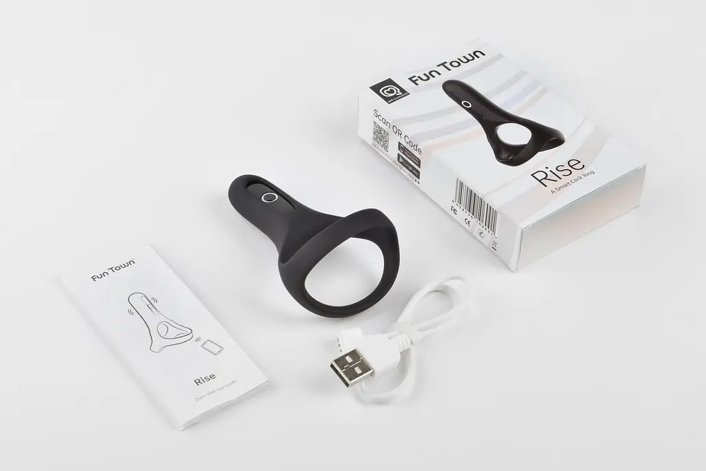 Подвійне ерекційне кільце Fun Town Rise Black, керування зі смартфона - фото 5