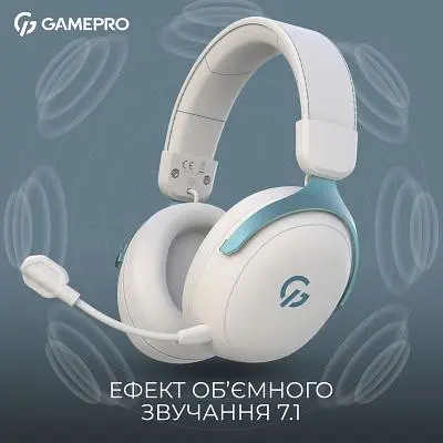 Навушники GamePro Asgard Freya Pro Wireless White/Blue (HSW201WB) - фото 5