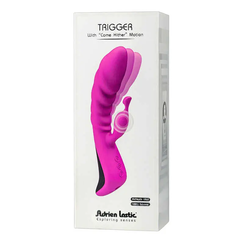 Вібратор Adrien Lastic Trigger з масажними рухами ствола, 20.1х4 см рожевий - фото 6