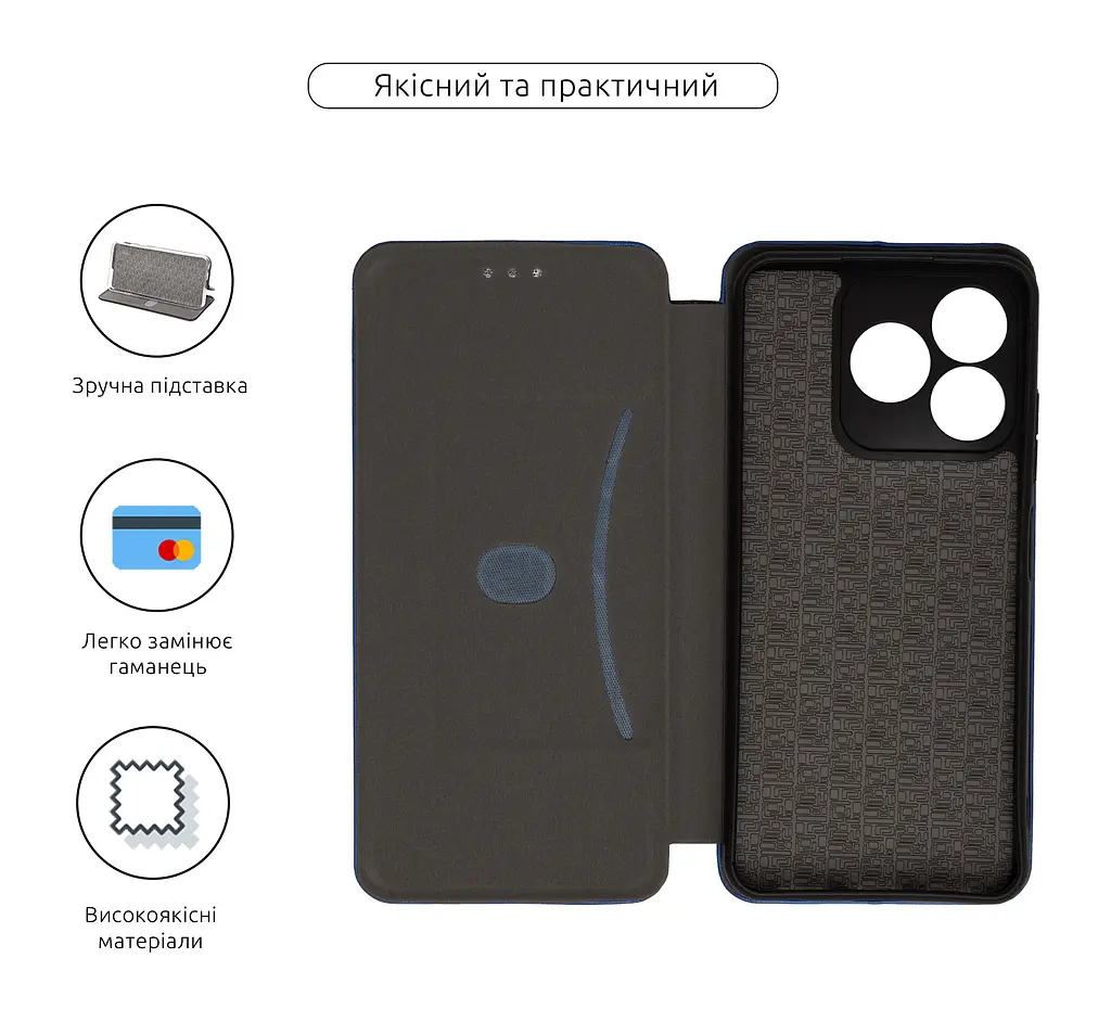 Чехол-книжка для ZTE Nubia V60, G-Case, синий, кожаный чехол-книжка из экокожи (PU) и TPU, с магнитом, с подставкой и вместительным кардхолдером, противоударный, защита всего корпуса, ArmorStandart (ARM79002) - фото 3