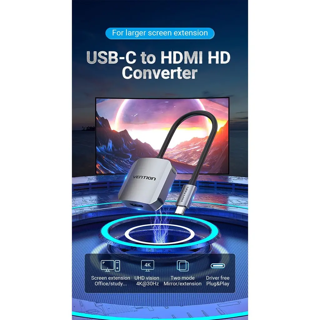 Перехідник Vention USB-C to HDMI Grey (TDEHB) [170485] - фото 2