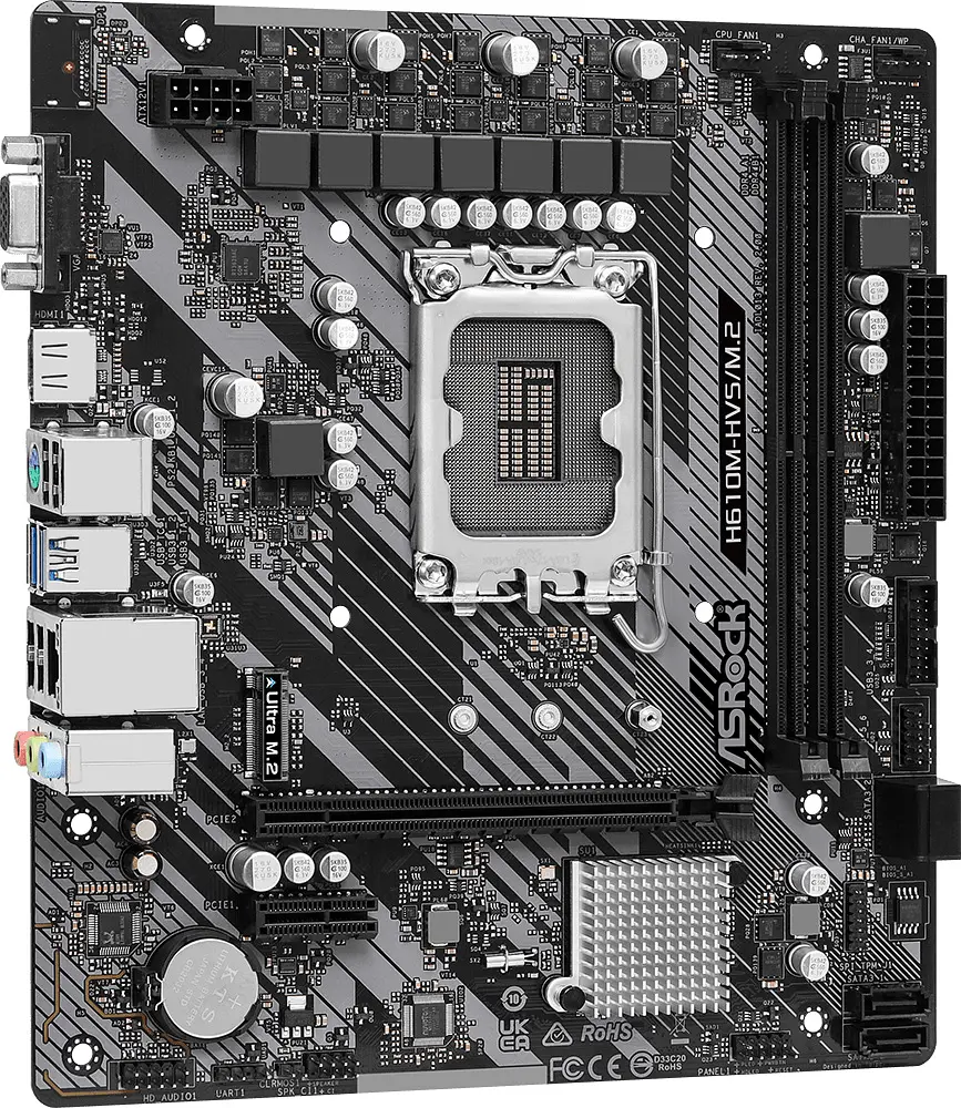 ASRock H610M-HVS/M.2 R2.0 (1700/H610, 2*DDR4, 1xPCIex16, HDMI/VGA, 4xSATAІІІ, M.2, GLan, 7.1ch, mATX - фото 2