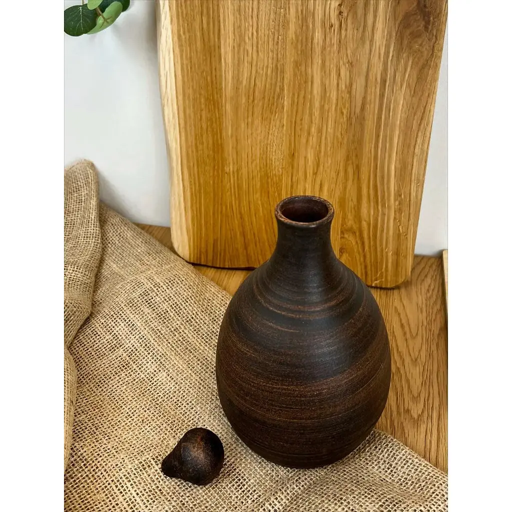 Бутылка 1 литр керамическая (глиняная) без ручки гладкая - фото 7