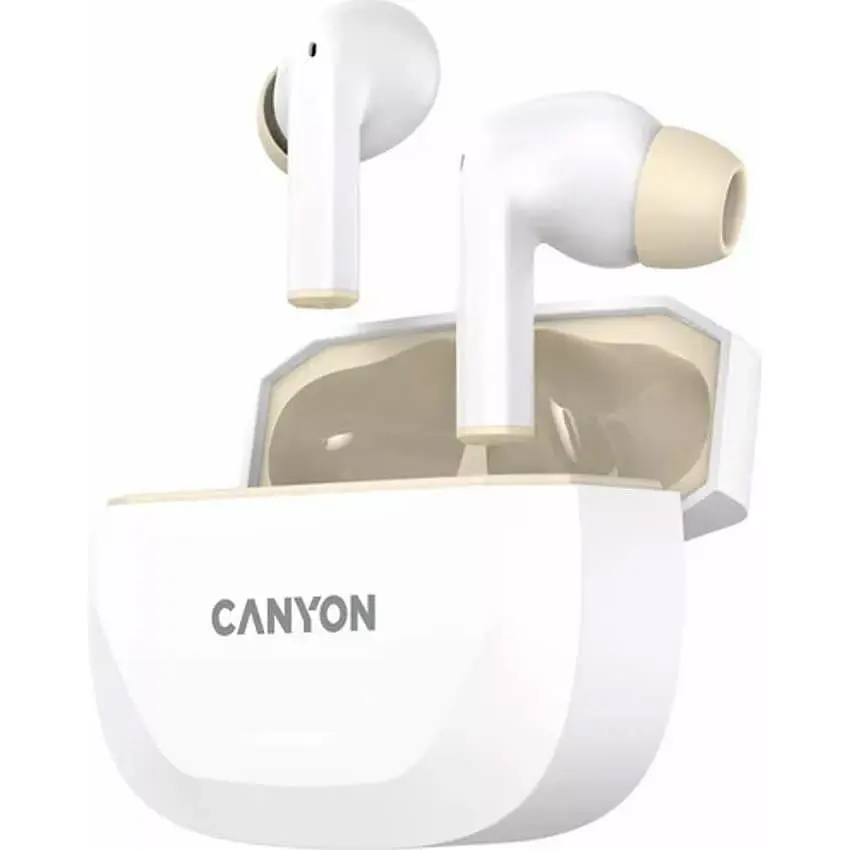 Навушники Canyon TWS HEXAGON 7 TWS ANC+ENC Wireless Charge White Beige (CNS-TWS7WB) - фото 2
