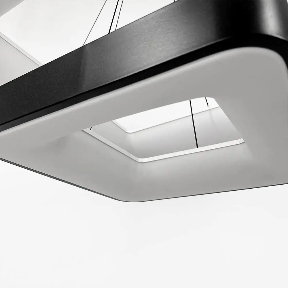 Двухъярусная подвесная LED люстра в черном квадратном корпусе 58 и 38 см | Line F | Ст. MJ312-600+400 BK - фото 3