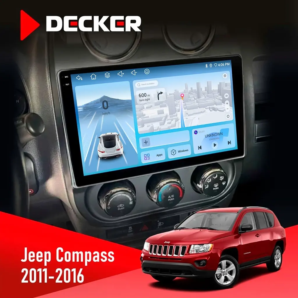 Штатна магнітола Jeep Compass, Patriot 2011-2016 Decker D10-010 6x128, DSP, 4G, 2K Decker (НФ-00009333)