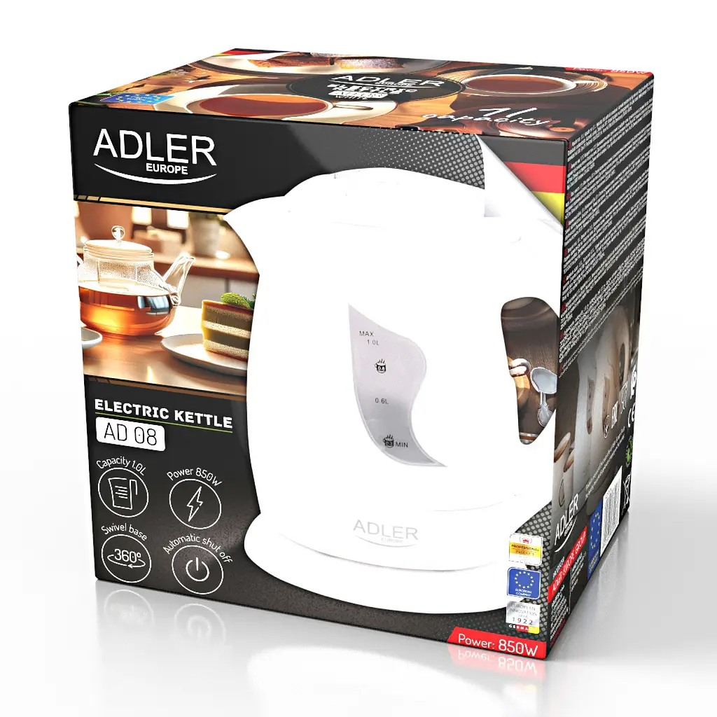 Електрочайник Adler AD 08 white - фото 8