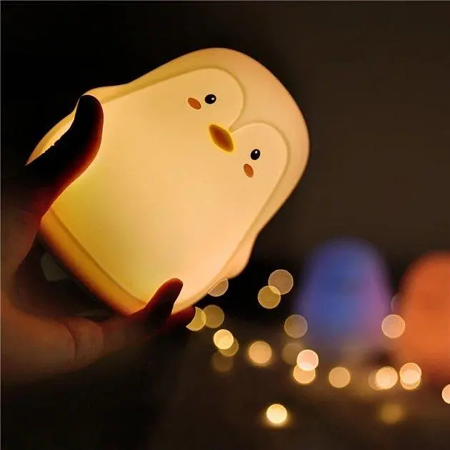 Нічник дитячий Dream Lites Puppy Пінгвін силіконовий сенсорний 7 кольорів світіння Білий (129Y) - фото 7