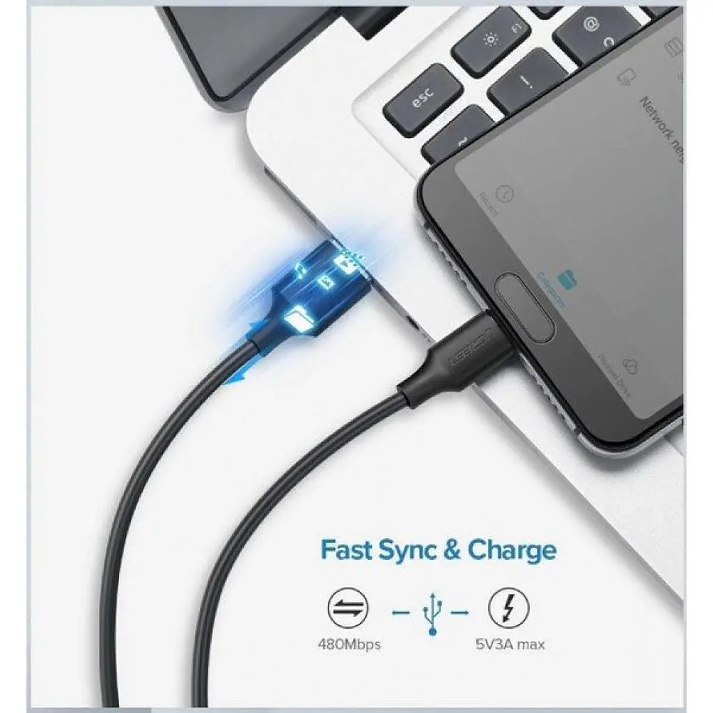 Дата кабель USB 2.0 AM to Type-C 1.0m US287 Black Ugreen (60116) - фото 3
