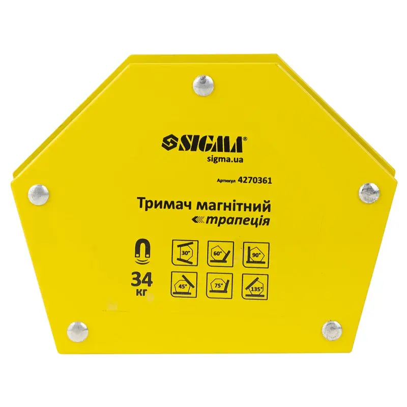 Магніт для зварювання Sigma трапеція 34кг 105x65x65x45мм (30,45,60,75,90,135 °) (4270361)