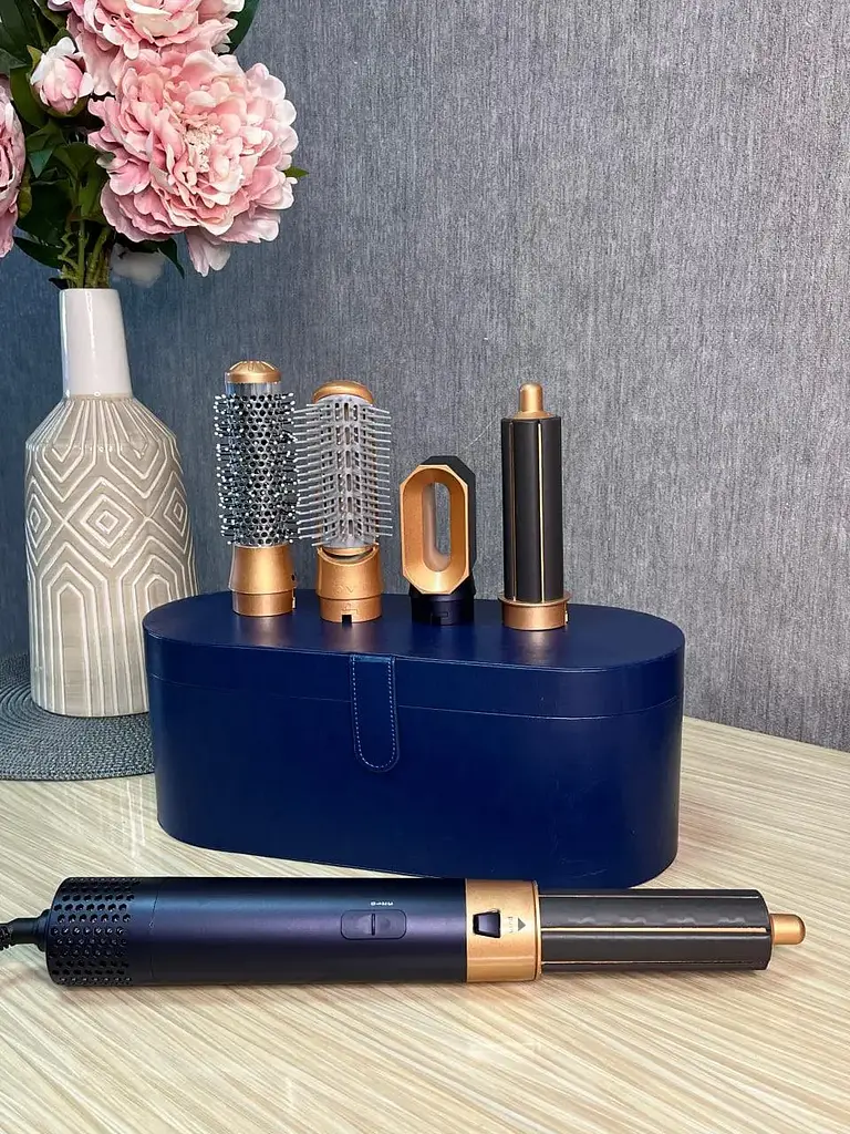 Стайлер 5в1 HAIR BRUSH Styler + Коробка з функціями об'єму, випрямлення, накручування темно-синій - фото 2