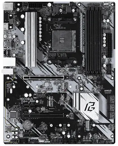 Мат.плата AM4 (B550) ASRock B550 Phantom Gaming 4, B550, 4xDDR4, CrossFireX, Int.Video(CPU), 6xSATA3, 2xM.2, 1xPCI-E 16x 4.0, 1xPCI-E 16x 3.0, 2xPCI-E 1x 3.0, 1xM.2 (Key E), ALC1200, RTL8111H, 8xUSB3.2/4xUSB2.0, HDMI, ATX - фото 2