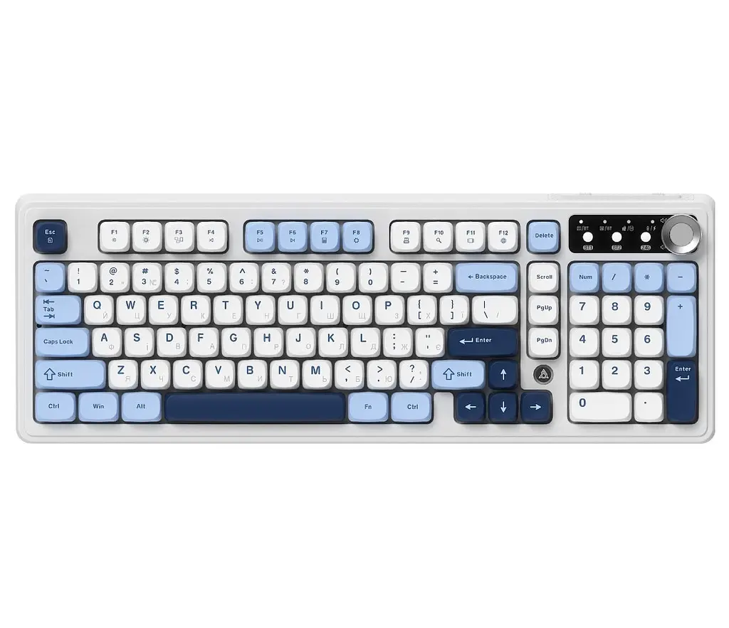 Клавіатура ігрова бездротова Ajazz AF-BGY-98 Plus White-Blue 2.4G/Bluetooth/USB - фото 2
