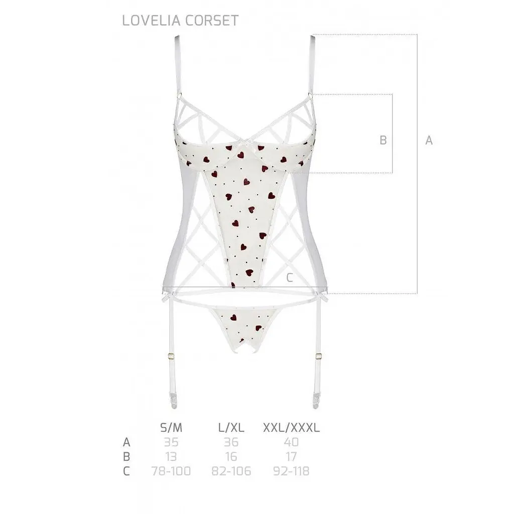 Корсет із підв'язками + стрінги Passion LOVELIA CORSet white L/XL - фото 7