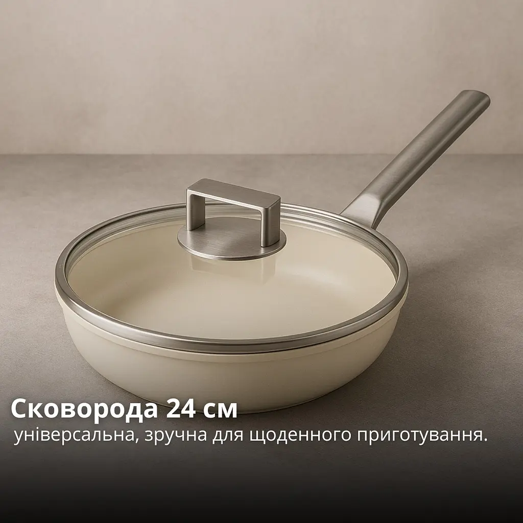 Набір посуду для приготування 5 в 1, вок сковорода 30 см з кришкою, каструля 24 см з кришкою, сковорода 24 см - фото 10