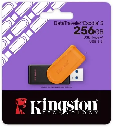 Флеш накопитель USB 256Gb DataTraveler Exodia S, Black/Orange Kingston teh0021079 - фото 3