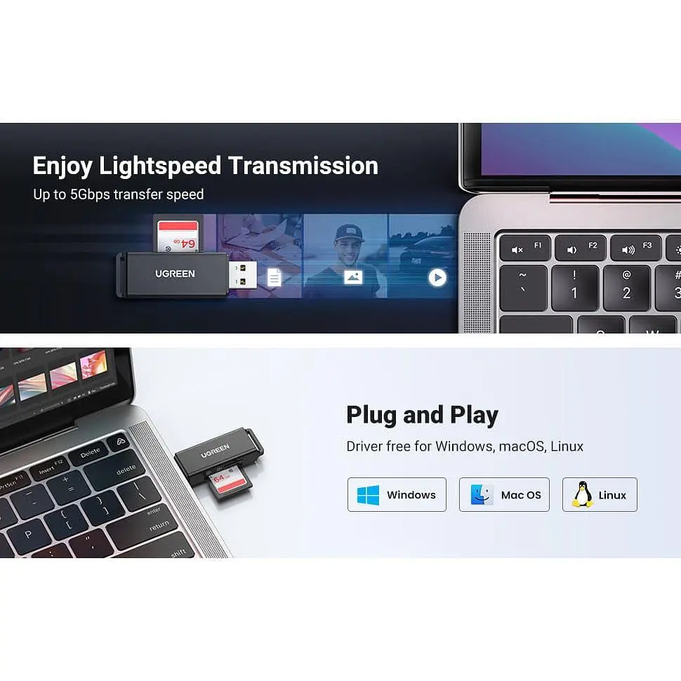 Кардридер Ugreen Card Reader TF/SD USB 3.0 Black (40752) - фото 6