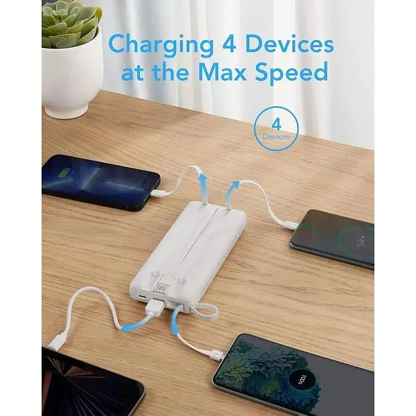 Портативное зарядное устройство Vrurc со встроенным кабелем USB C емкостью 20000 мАч - фото 6