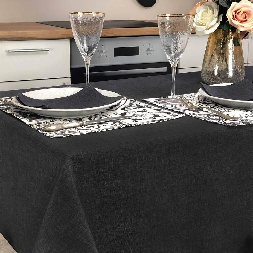 Скатерть Прованс Black Milan 180х136 см черная (23561) - фото 5