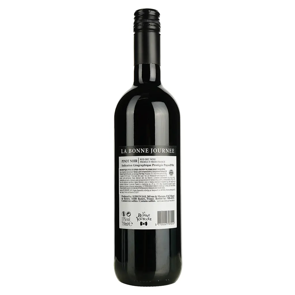 Вино La Bonne Journee Pinot Noir IGP Pays d'Oc червоне сухе 0.75 л - фото 2