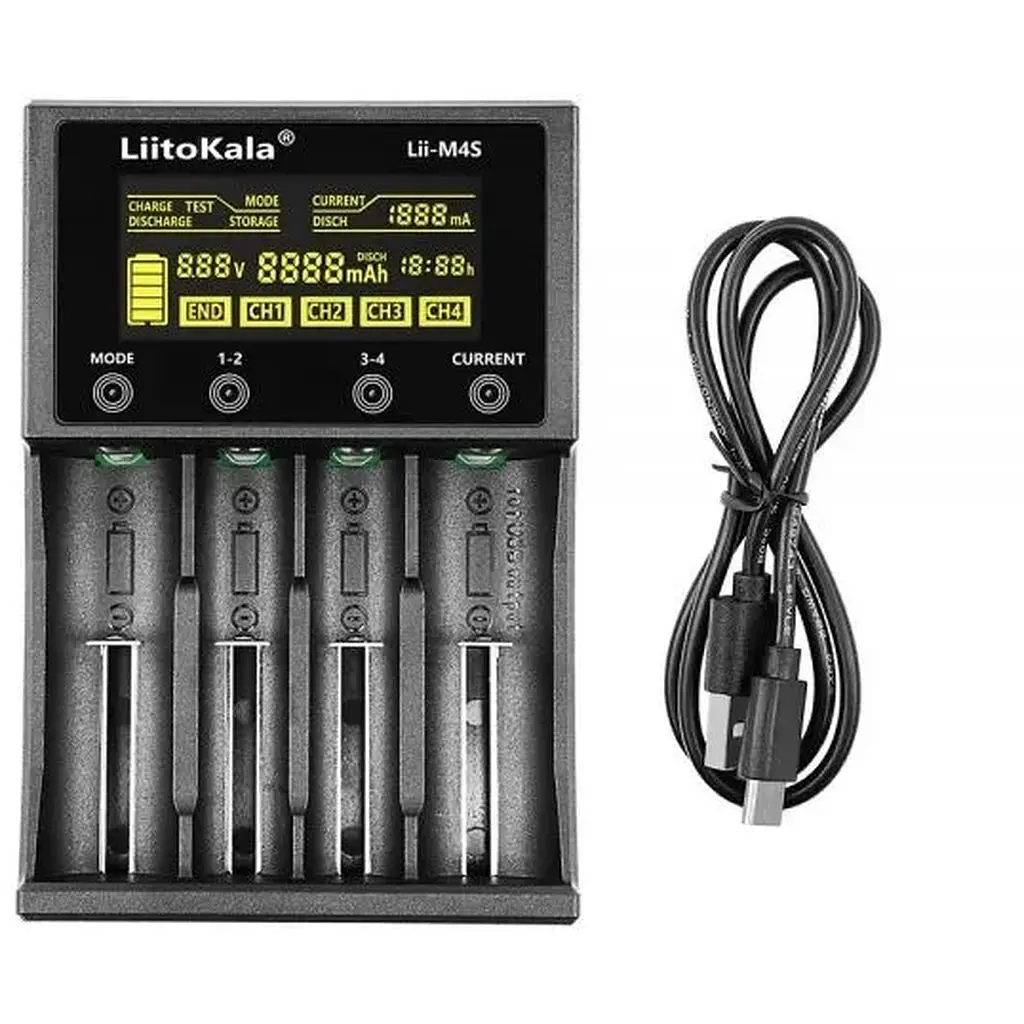 Зарядне пристрій LiitoKala Lii-M4S, 4х(Lion/NiMH/NiCd), PowerBank, discharge function, display