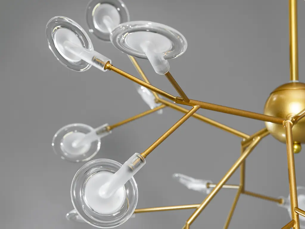 Підвісна люстра "Світлячок" від українського виробника, 27 ламп, золото - фото 3