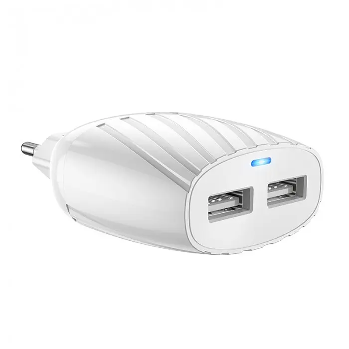 Зарядное сетевое HOCO C78A Highway 2USB 2.4A Micro USB Белый - фото 3