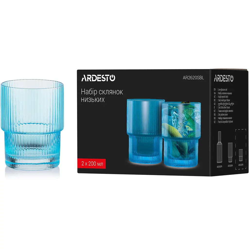 Набір склянок Ardesto 200 мл 2 шт. блакитний (AR2620SBL) - фото 3